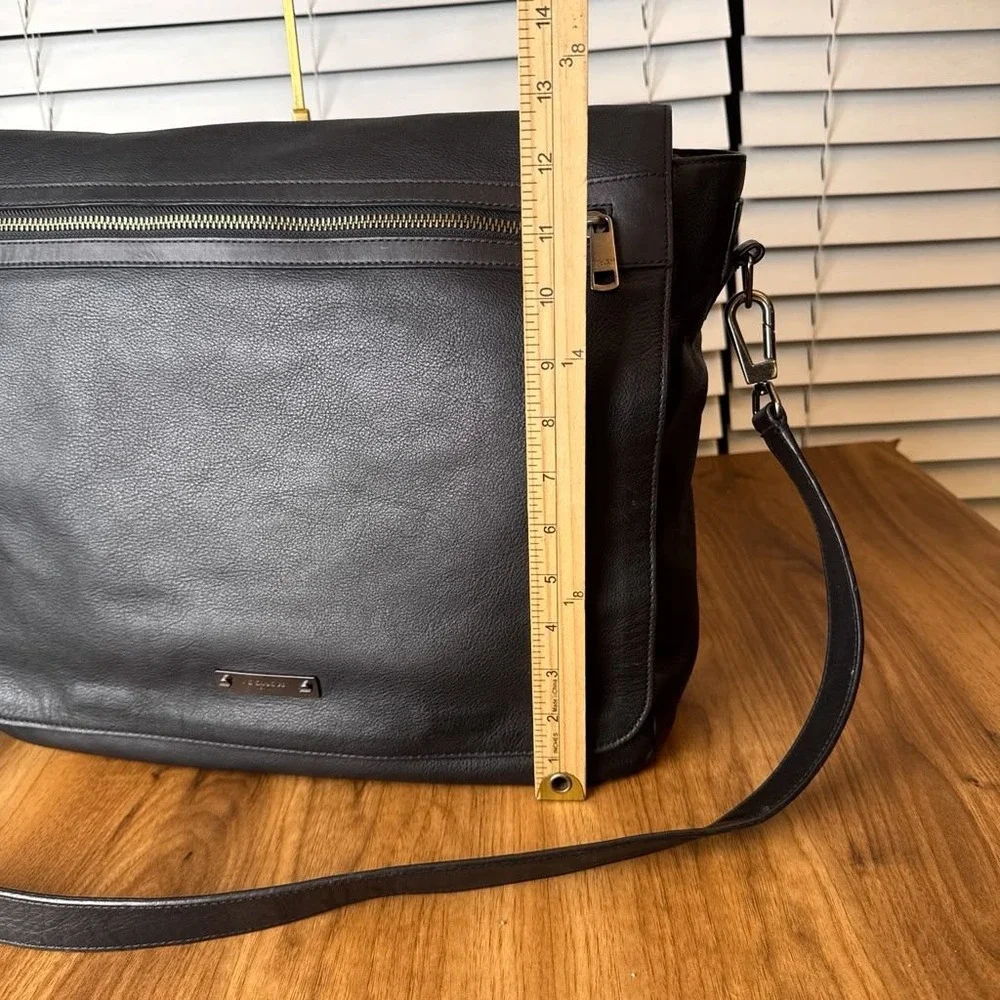 Coach Thompson Leather Messenger Bag Black Crossbody Laptop Briefcase 71182